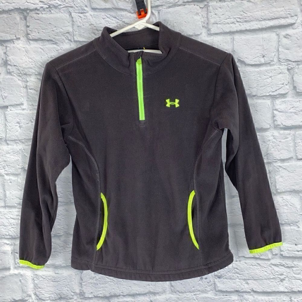 Under armour 1/4 zip Longsleeve fleece pullover w/front pockets grey sz 6 boys
